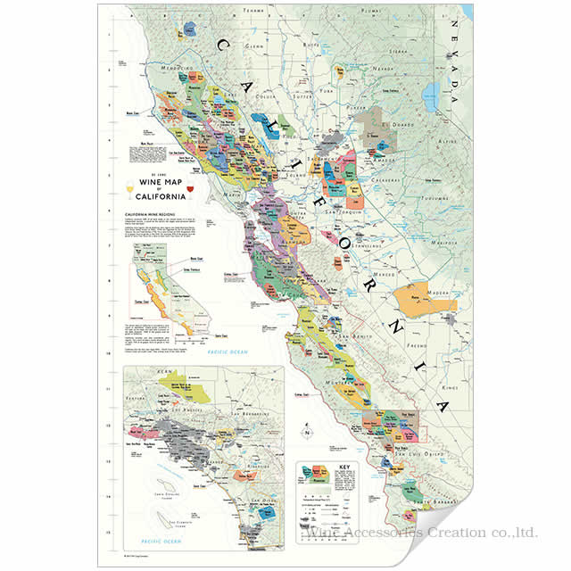 DE LONG JtHjA C}bvm Wine Map of California n UH107MP bsOs