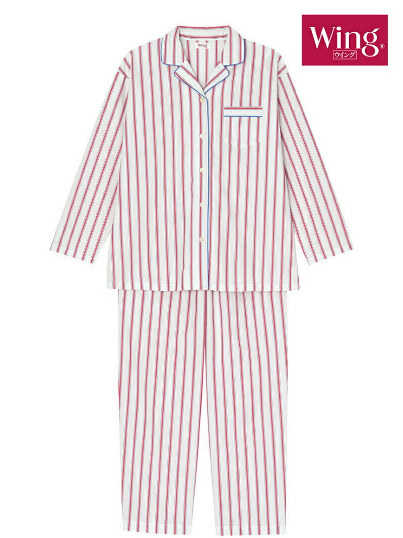 Wing/(W)ウイング　パジャマ　ストライプ柄　綿100％　ブロード生地 Wing ウイング インナー・ルームウェア その他のインナー・ルームウェア ホワイト ネイビー【送料無料】[Rakuten Fashion]のサムネイル