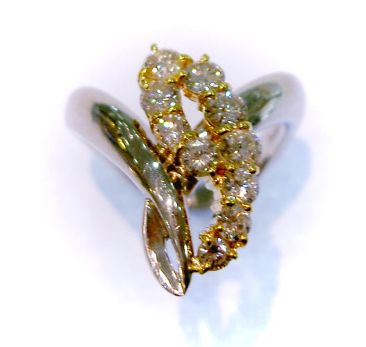 樂天商城 - Pt900プラチナ・K18イエローゴールドダイヤモンド1.043ct　リング♪