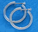 K14WG ホワイトゴールド イヤリング 少し太目のパイプ輪 3mmx25mm(フープ ネジ式)er-k14wg-3x25