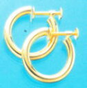 K18 ゴールド フープイヤリング 少し太目のパイプ輪 3mm×20mm(フープ ネジ式) er-k18-3x20