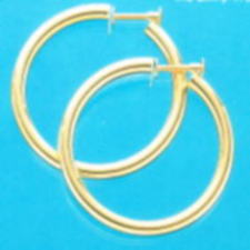 樂天商城 - K18　ゴールド フープイヤリング 少し太目のパイプ輪 3mm×40mm（フープ ネジ式） er-k18-3x40