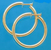 樂天商城 - K18　ゴールド フープイヤリング 少し細目のパイプ輪 1mm×30mm（フープ ネジ式） er-k18-1x30