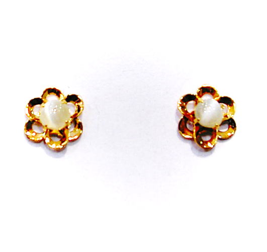 K18ゴールド キャッツアイ 花ピアス♪