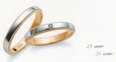 ★Romantic Blueロマンティックブルー4B3001(21)&4A3001（ダイヤ）(22)ー2本セットマリッジリング・結婚指輪・ペアリング