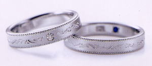 ★Romantic Blueロマンティックブルー4RK019（27）＆4RK018（28）−2本セットマリッジリング・結婚指輪・ペアリング