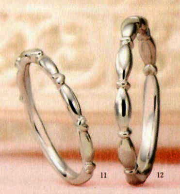 ★【価格は変動しやすいので、お問い合わせください。】★Angerosa(アンジェローザ)(11)AR-011(L)&(12)AR-012(M)-2本セット, Pt900 マリッジリング、結婚指輪、ペアリング