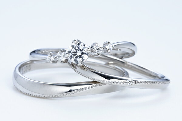 0.5ct.ダイヤモンド婚約指輪（エンゲージリング）/結婚指輪（マリッジリング）3本セットPRF022-05（スターチス）【当店のオリジナル製品】