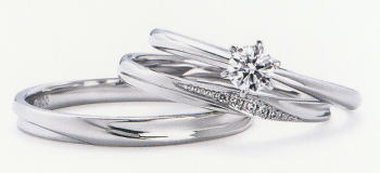 WPR-004 ダイヤモンド(鑑定書付) 婚約指輪 エンゲージリング & 結婚指輪 マリッジリング【11・22 いい夫婦】NO.4 3本セット