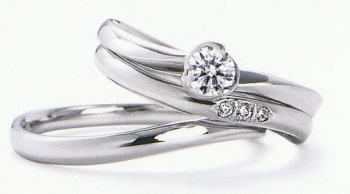 WPR-005 ダイヤモンド（鑑定書付） 婚約指輪 エンゲージリング & 結婚指輪 マリッジリング　3本セット