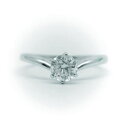 1.0ct.D-VVS2-3EX(H&C)PTプラチナ婚約指輪（エンゲージリング）ダイヤモンドリング、V字タイプ6本爪（鑑定書付)
