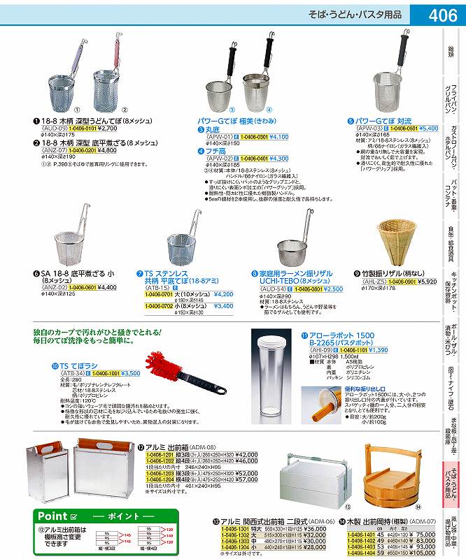 TSステンレス　共柄平底てぼ 大 ATB1501