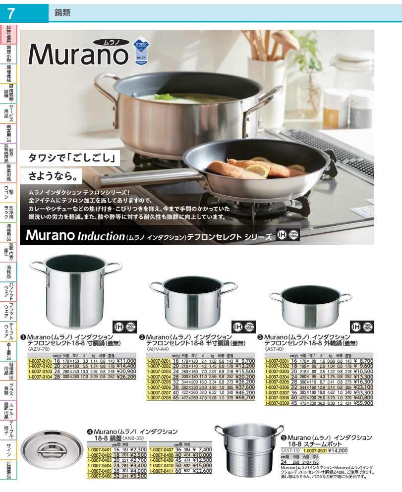 Rakuten - ムラノ　インダクション　テフロンセレクト 半寸胴鍋（蓋無）28cm AHVA404