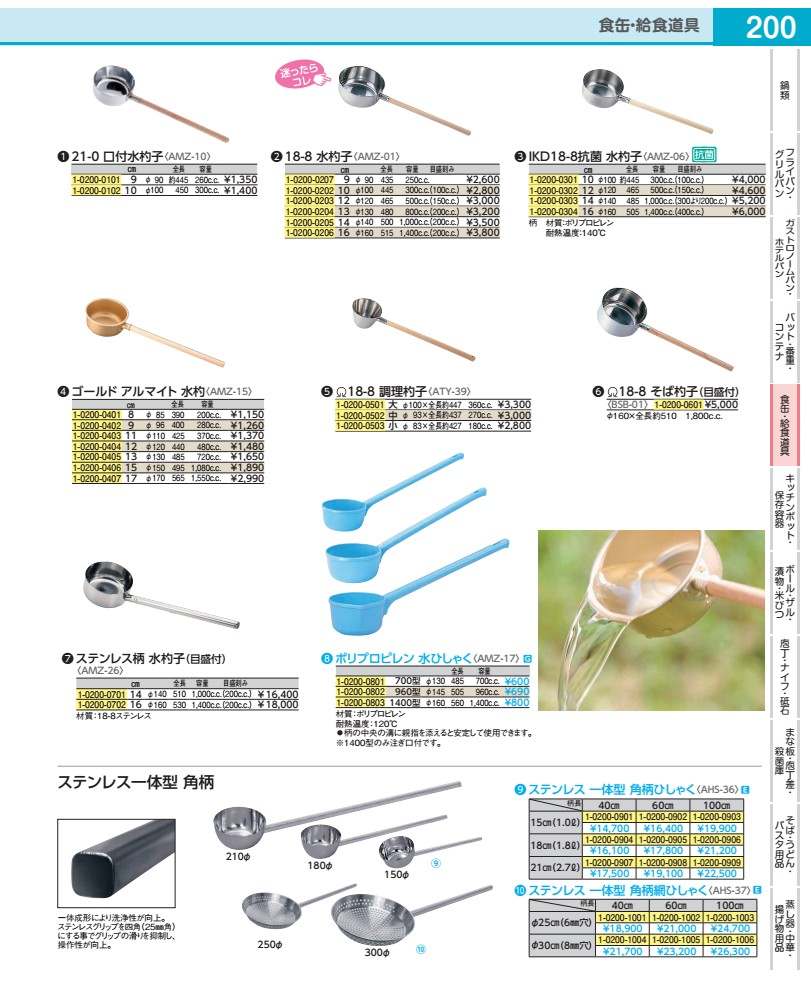 Rakuten - ステンレス　一体型　角柄網ひしゃく φ30cm×柄長60cm AHS3705