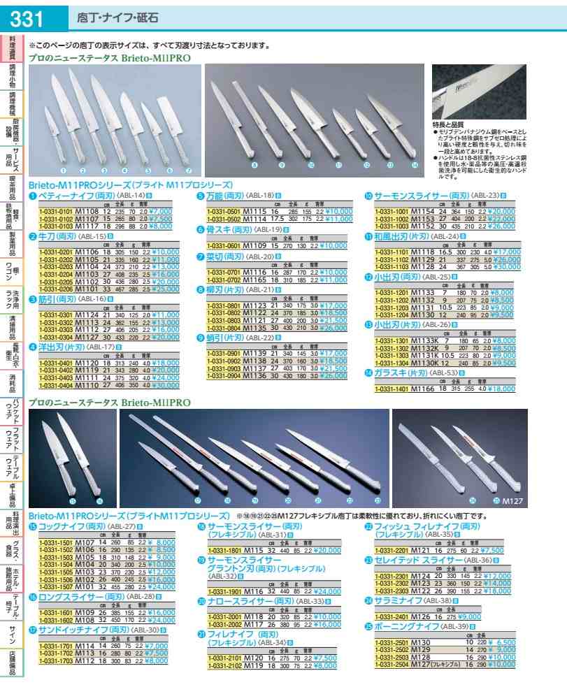 ブライトM11プロ　菜切 M1165　18cm ABL2