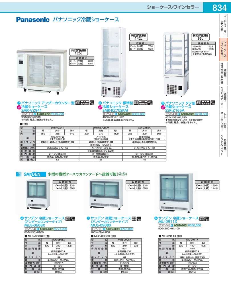 Rakuten - パナソニック　標準型冷蔵ショーケース SMR−RZ70SKM ESY4201