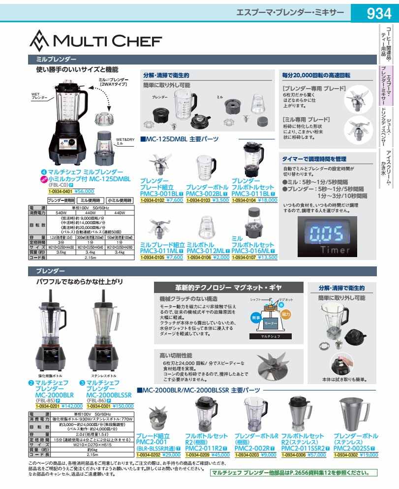 ブレンダー　MC−2000BLR用 フルボトルセット（樹脂）