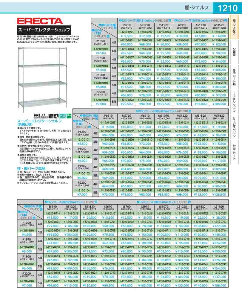 Rakuten - スーパーエレクターシェルフセット（抗菌） BS1520×P1590×5段 HEL29325