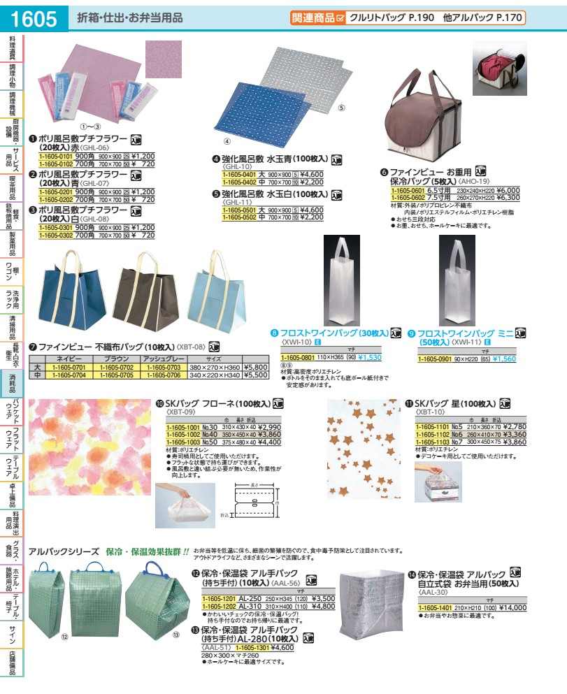 Japanese Wrapping Cloths - ポリ風呂敷プチフラワー（20枚入） 赤　900角 GHL0601