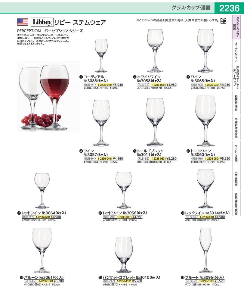 Wine Glasses - リビー　パーセプション　ワイン No.3057（6ヶ入） RLB9401