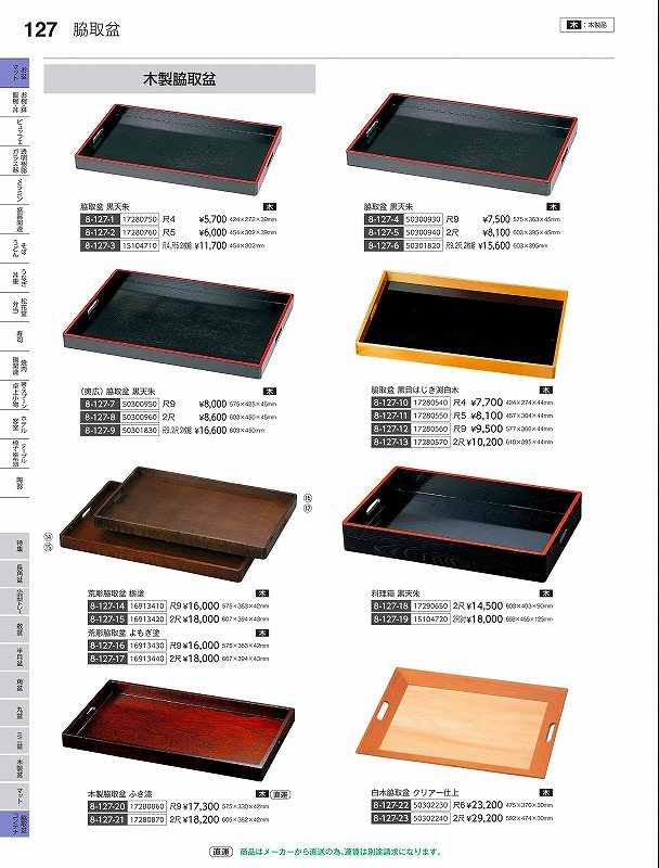 福井クラフト　木）2尺脇取盆　黒天朱　50300940　やすらぎ　Vol．35