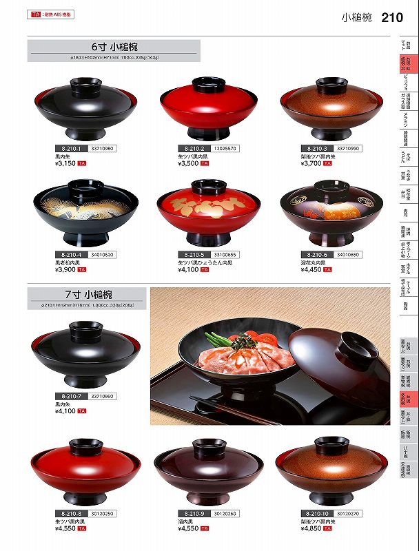 樂天商城 - 福井クラフト　TA）6寸小槌椀　梨地ツバ黒内朱　（蓋）　33710991　やすらぎ　Vol．35