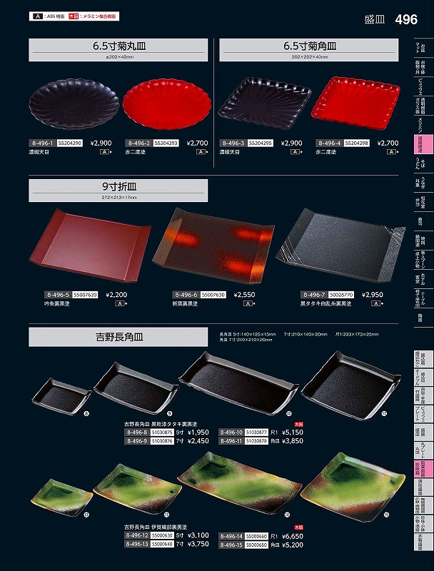 福井クラフト　A）6．5寸菊角皿赤二度塗り　55204298　やすらぎ　Vol．35