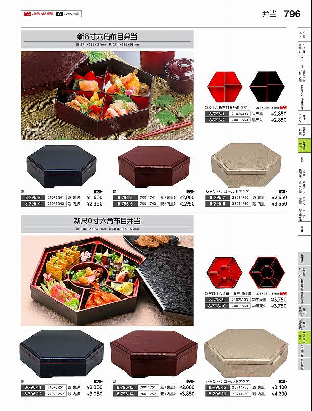 福井クラフト　A）新尺0布目六角弁当　シャンパンゴールドアクア　（蓋）　23214750　やすらぎ　Vol．35 wadatoki-11836716 WADA TOKI パッケージ画像