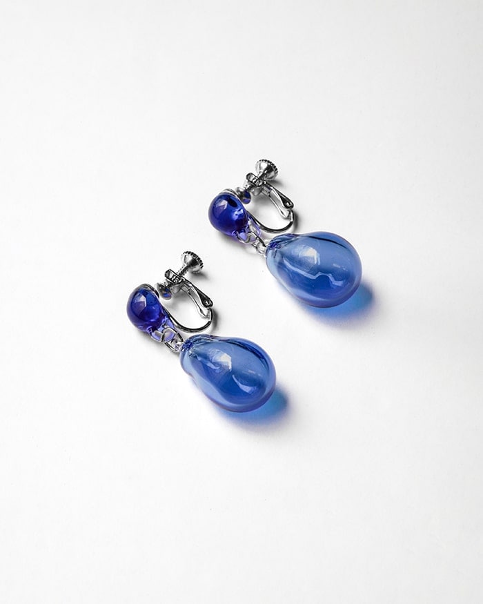 城戸真亜子×HARIO Lampwork Factoryコラボレーションアクセサリー ハリオ Earrings イヤリング Shizukudama ブルー HAKD-SDB-E-NF