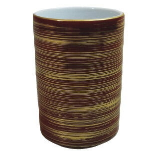 KY10−29　赤巻金渦長湯呑　陶磁器 SM