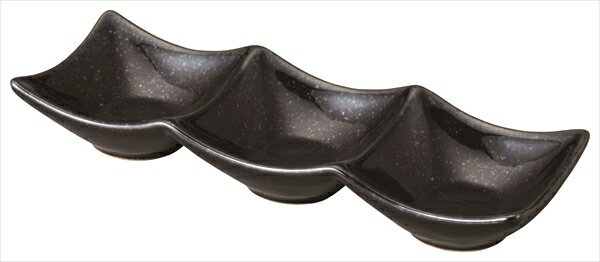 桐井陶器 MODERNO12.5 黒御影 20cm三連皿 GY113