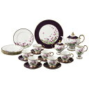 Noritake ノリタケ SUMIRE（VIOLET） すみれ 24pcティーセット T24/T773 T773/T24 30cmプレート 大皿 ティーポット シュガーポット クリーマー 21cmプレート 碗皿 カップ ソーサー