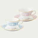 Noritake ノリタケ レースウッドゴールド ティー コーヒー碗皿ペアセット（色変り）（ブルー ピンク） 220ml Y6578A/1507-14 1507-14L/Y6578A ティーカップ コーヒーカップ