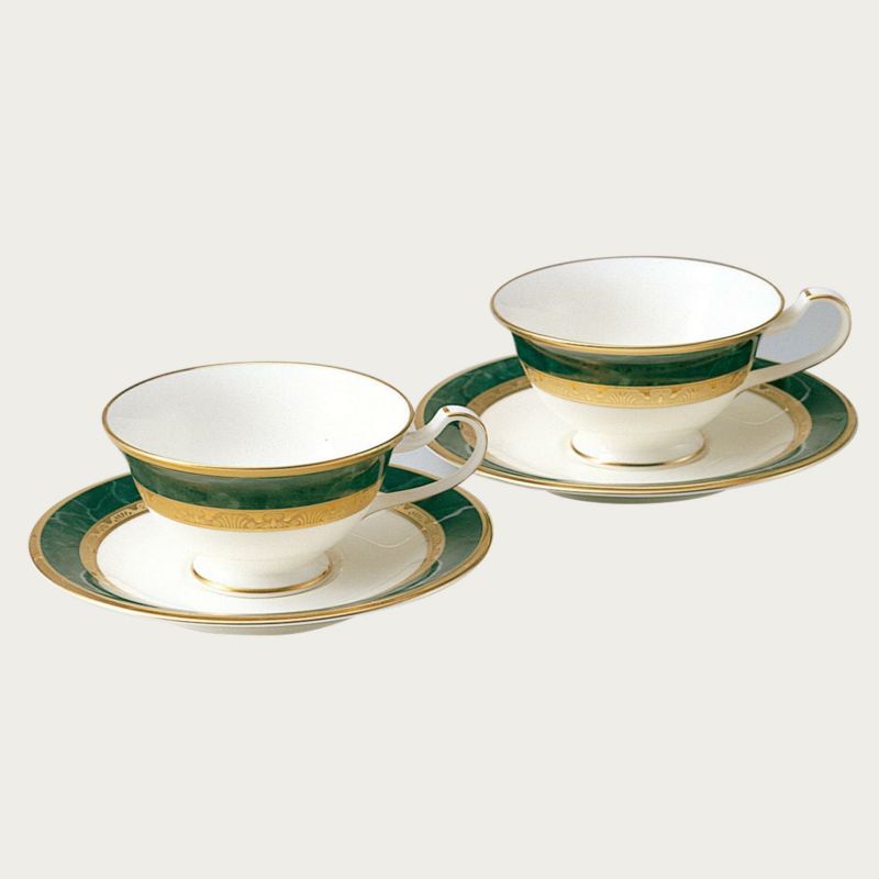 Noritake ノリタケ フィッツジェラルド ティー・コーヒー碗皿ペアセット(グリーン) カップ＆ソーサーペア 220ml Y6988/4712 4712J/Y6988 ティーカップ コーヒーカップ