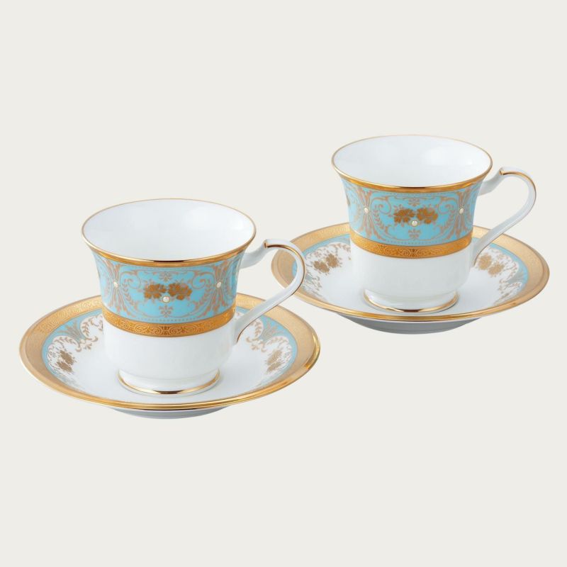 Metallic - Noritake ノリタケ ジョージアンターコイズ アメリカ碗皿ペアセット アメリカンカップ＆ソーサーペア 240ml P59589/4857 4857J/P59589 コーヒーカップ