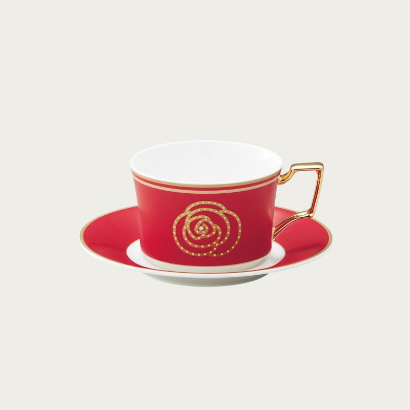 Noritake ノリタケ エイダンゴールド ティー・コーヒー碗皿 カップ＆ソーサー(赤) 240ml T93687/4941-1 4941-1L/T93687