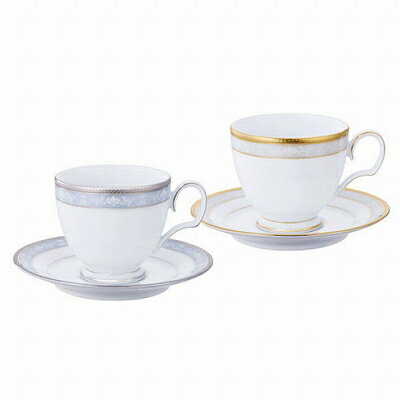 Noritake ノリタケ HAMPSHIRE GOLD PLATINUM ハンプシャーゴールド＆プラチナ ティー コーヒー碗皿ペア（金 銀） P91988/4335-6 4335-6L/P91988 カップ ソーサー コーヒーカップ ティーカップ