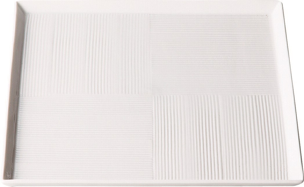 西海陶器 彫刻紋(白磁)角皿 市松彫・中 14792 波佐見焼