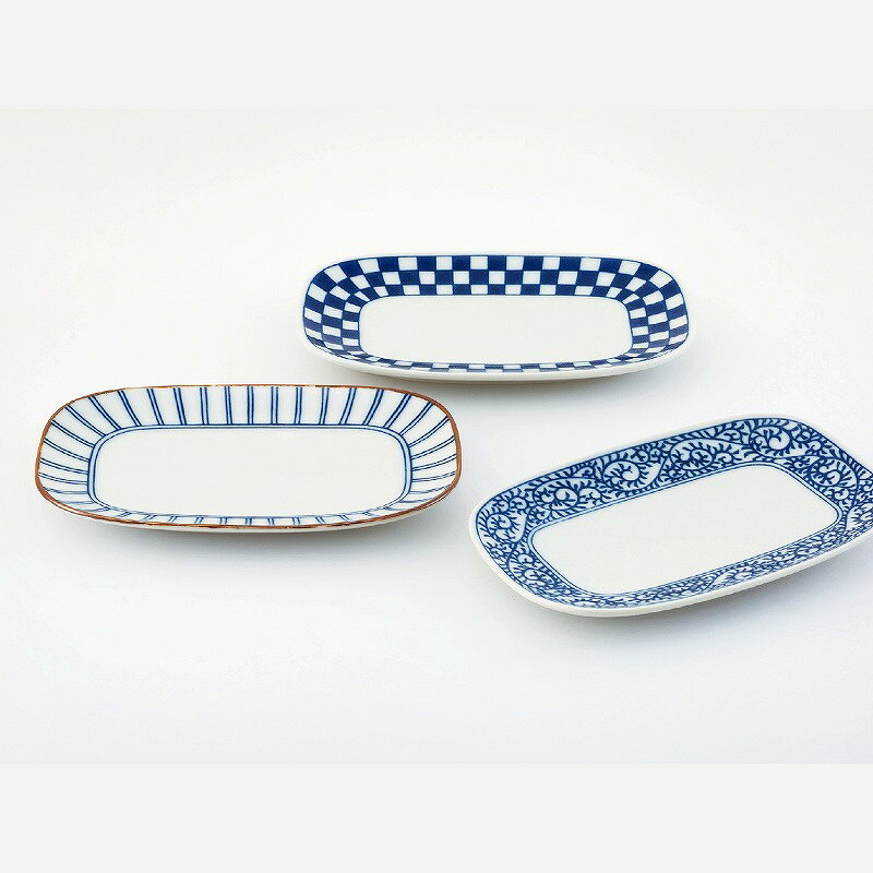 西海陶器 藍屋 長角皿トリオ 31025のサムネイル