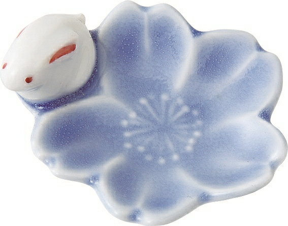 西海陶器 さくら兎 花箸置 青 73358 波佐見焼 5個セット