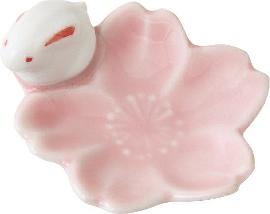 西海陶器 さくら兎 花箸置 桃 73359 波佐見焼 5個セット