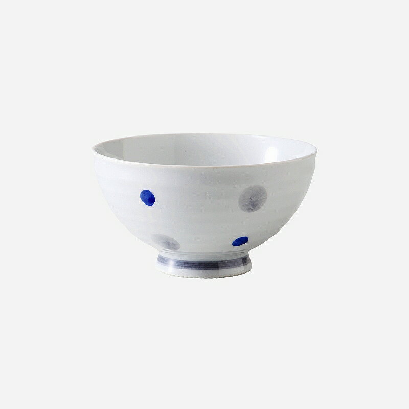 Other Tableware - 西海陶器 グレー水玉 飯碗 大・青 74068 波佐見焼 5個セット