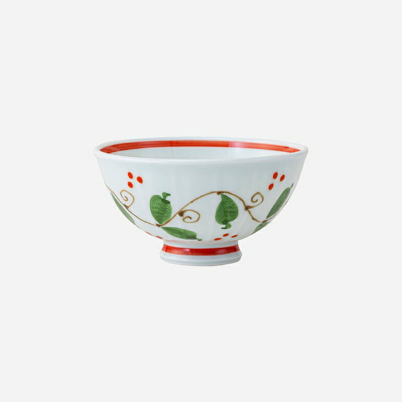 西海陶器 点唐草 軽面軽量飯碗 中・赤 74229 波佐見焼 5個セット