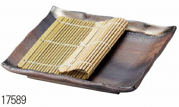 三陶 萬古焼 備前金彩 角麺皿(スノコ付) 17589 大皿