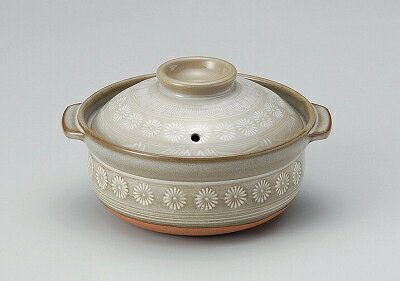 三陶萬古焼6号特深鍋土鍋銀峯花三島...