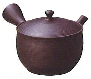 三陶 常滑焼 玉光 黒泥碗形千筋急須 350ml 18948