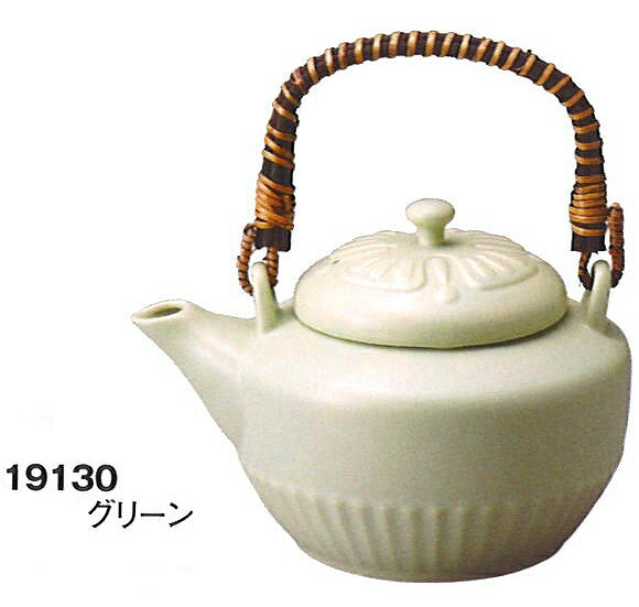 三陶 萬古焼 耐熱土瓶 1000ml グリーン 19130 黒釉 19129