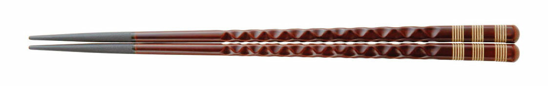 チーク／三筋 22.5cm 亀甲箸 TF-101TE スリーラインメラミンウェア2026