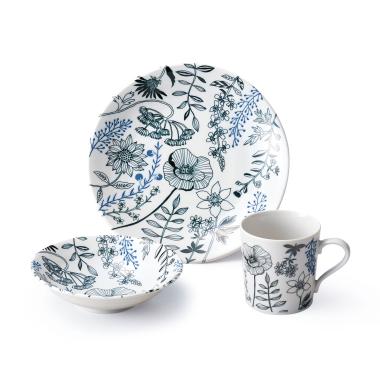 フラワーパターンカフェテリア 黒 0113519 マグカップ ボウル 中鉢 プレート 大皿