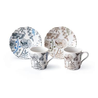 フラワーパターンカフェテリア ペアブレイク 0113521 マグカップ プレート 中皿